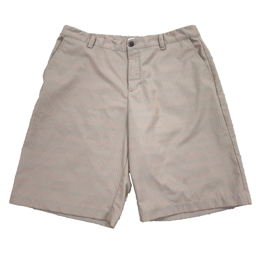 Adidas Golf Shorts Men 36 Orange Blue Striped Chino Performance Wicking Clima